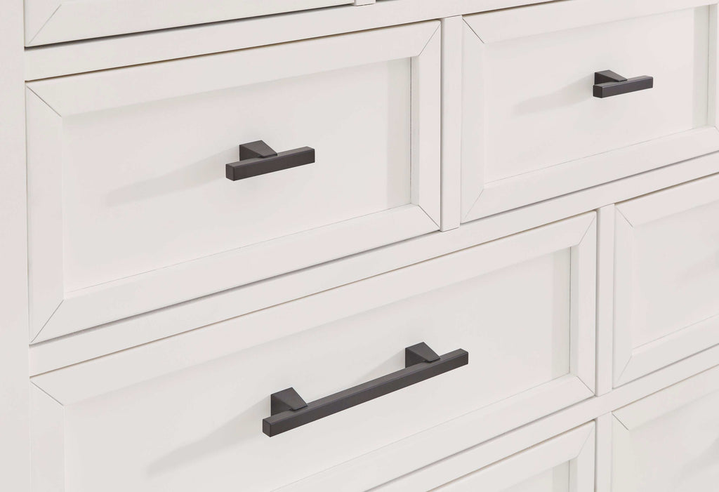 Ashbryn White/Natural Mirrored Dresser w/ 10 Drawers