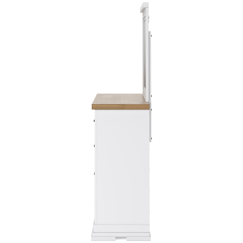 Ashbryn White/Natural Mirrored Dresser w/ 10 Drawers