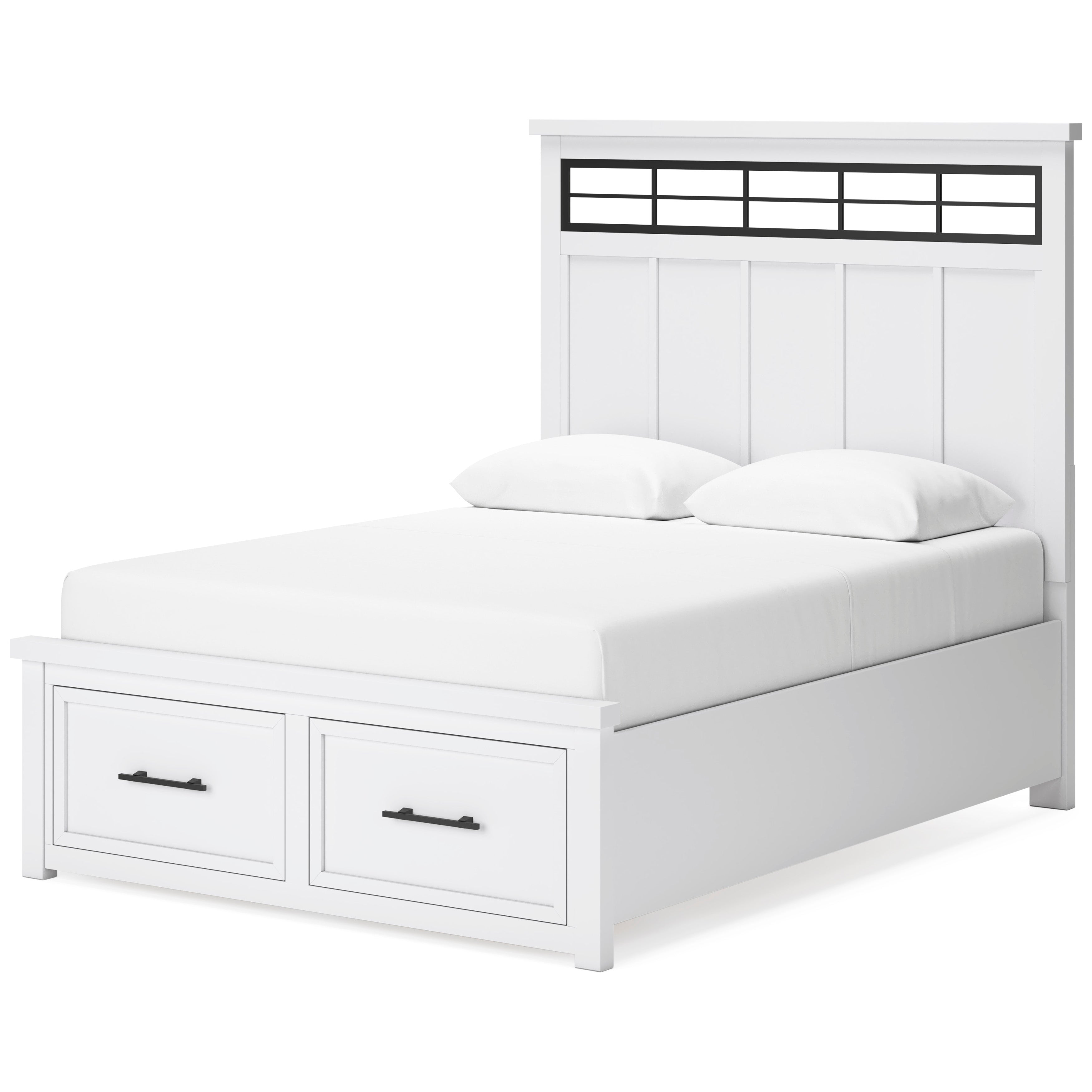Ashbryn White/Natural Queen Panel Storage Bed