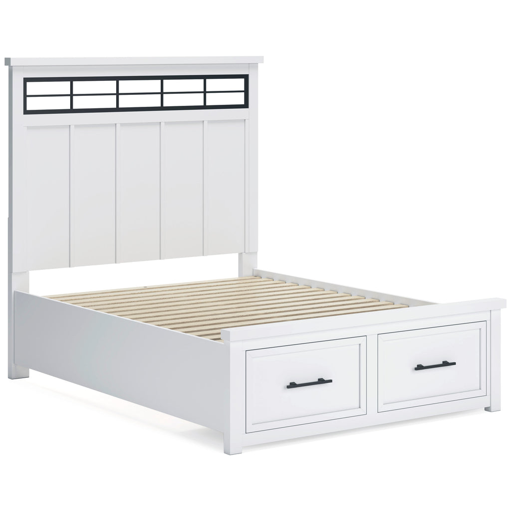 Ashbryn White/Natural Queen Panel Storage Bed