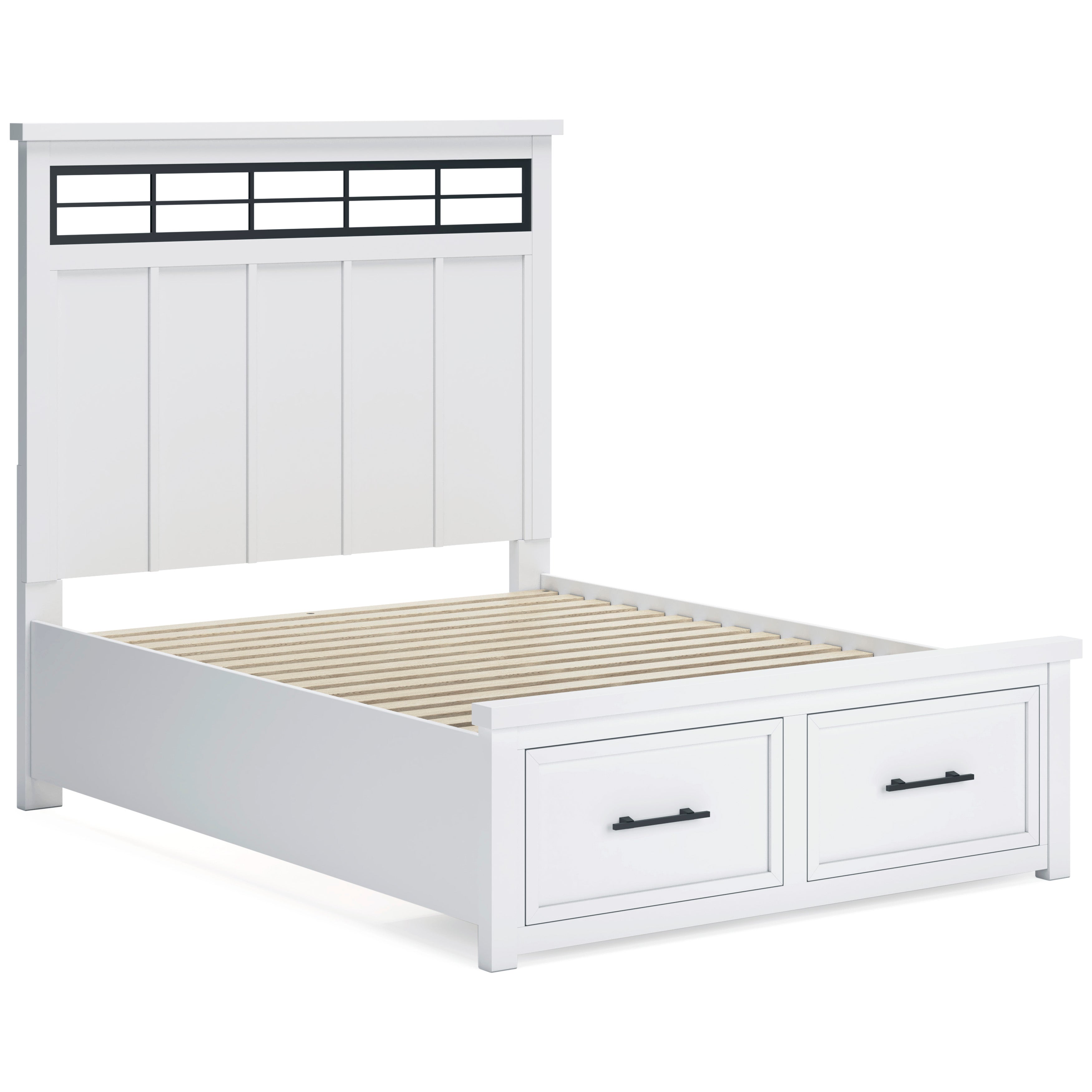 Ashbryn White/Natural Queen Panel Storage Bed