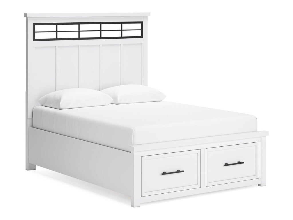 Ashbryn White/Natural Queen Panel Storage Bed