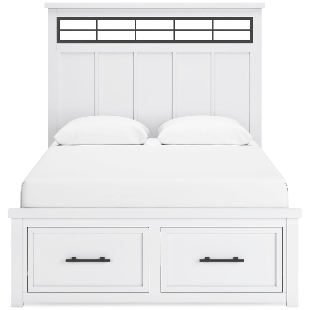 Ashbryn White/Natural Queen Panel Storage Bed