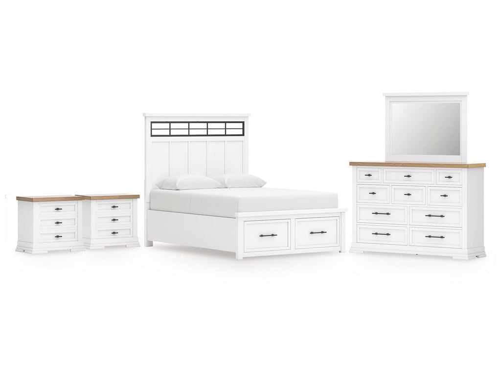 Ashbryn /Natural Queen Panel Storage Bedroom Set, White