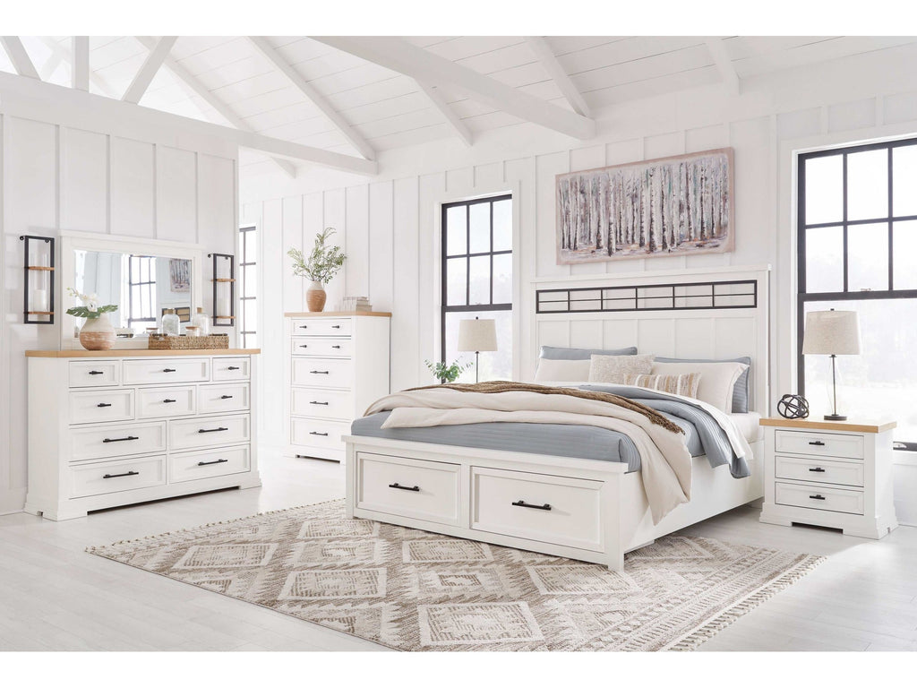 Ashbryn White/Natural Queen Panel Storage Bedroom Sets