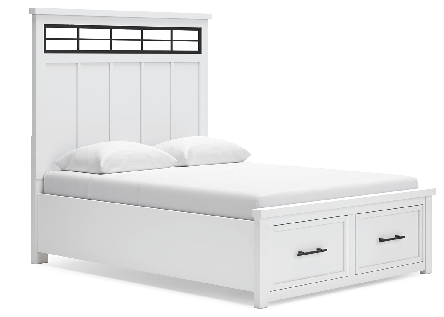 Ashbryn /Natural Queen Storage Bed, Dresser, Mirror and Nightstand, White