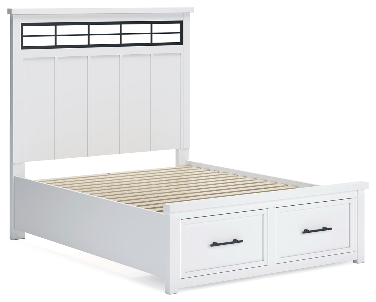 Ashbryn /Natural Queen Storage Bed, Dresser, Mirror and Nightstand, White