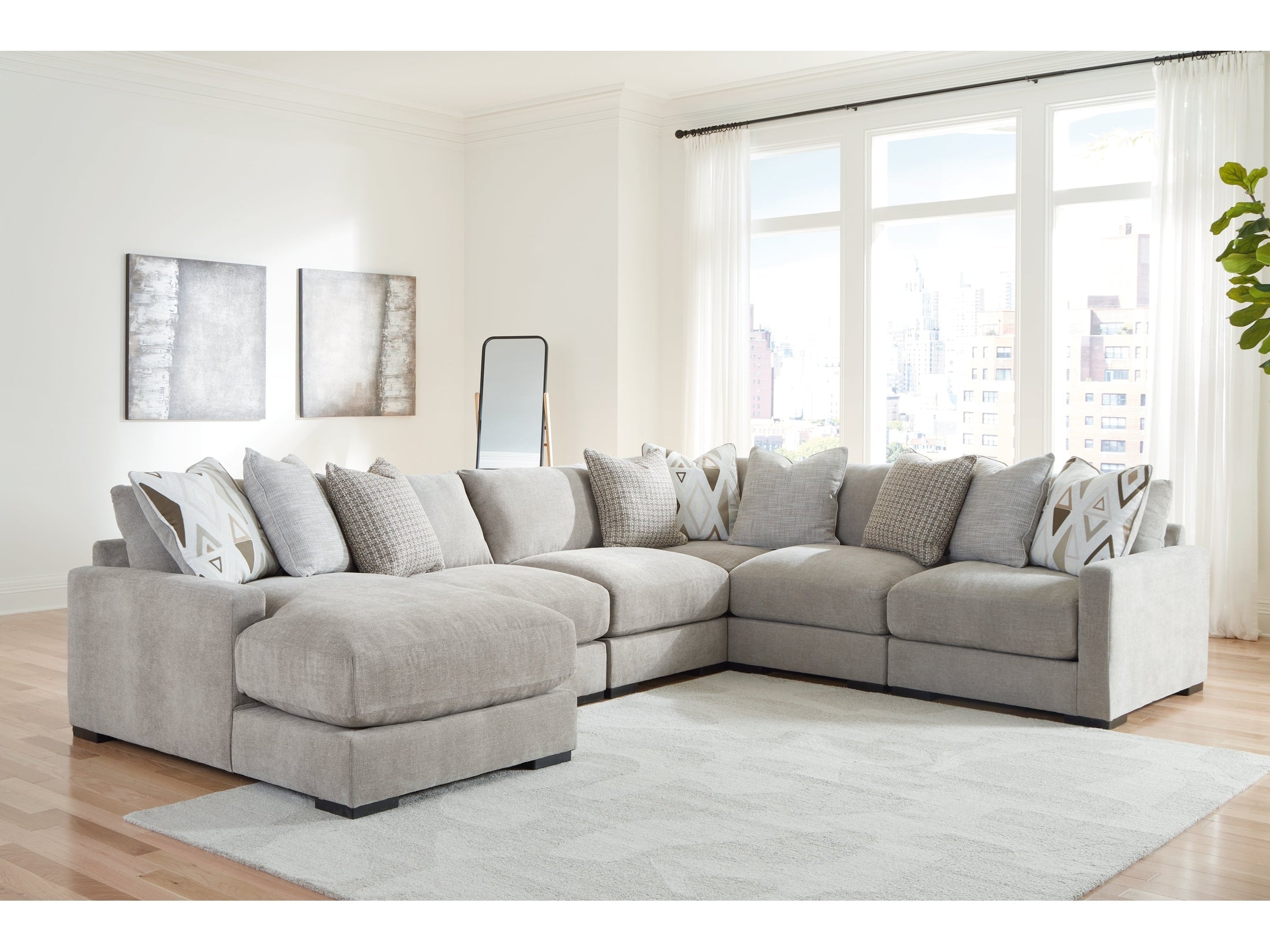 Aslan Court Flax 6-Piece Sectional with Chaise