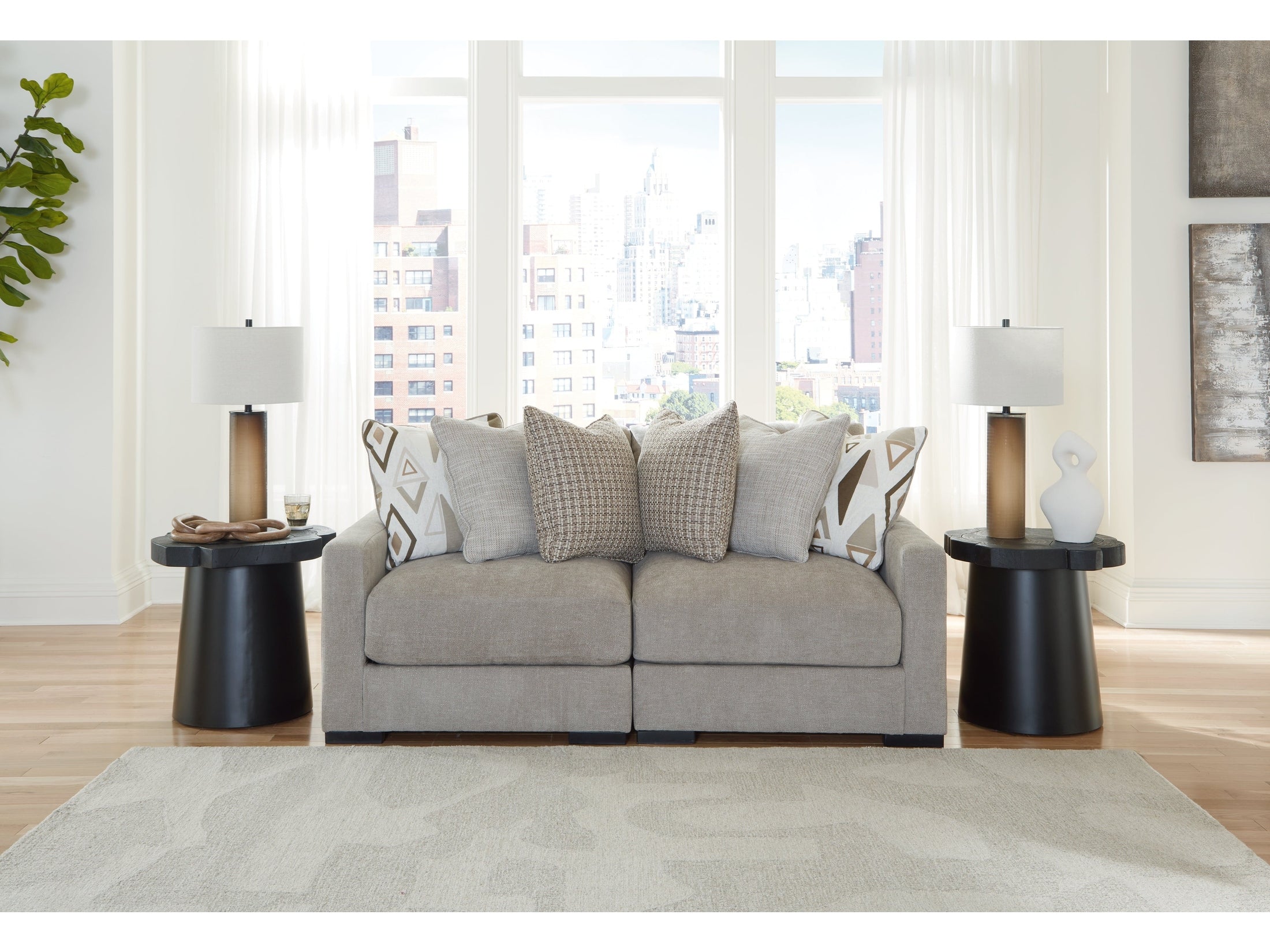 Aslan Court Pebble 2-Piece Loveseat Sectional