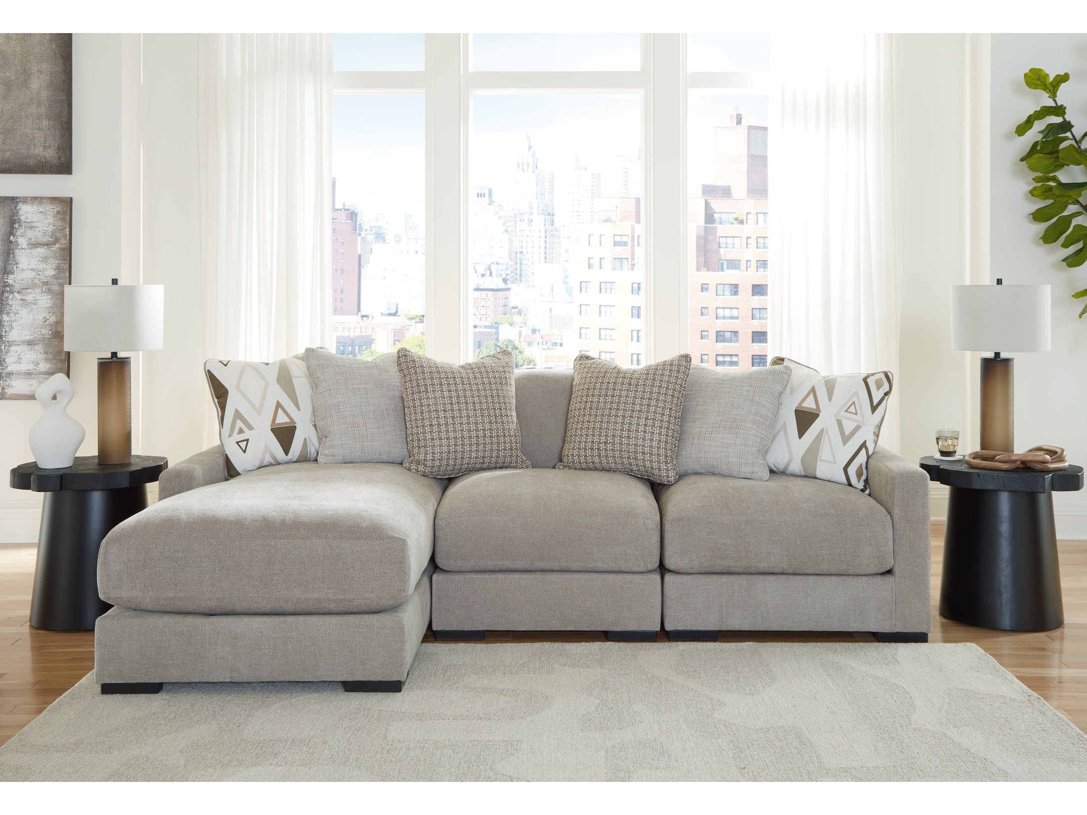 Aslan Court Pebble 3-Piece Sofa Sectional with LAF Chaise