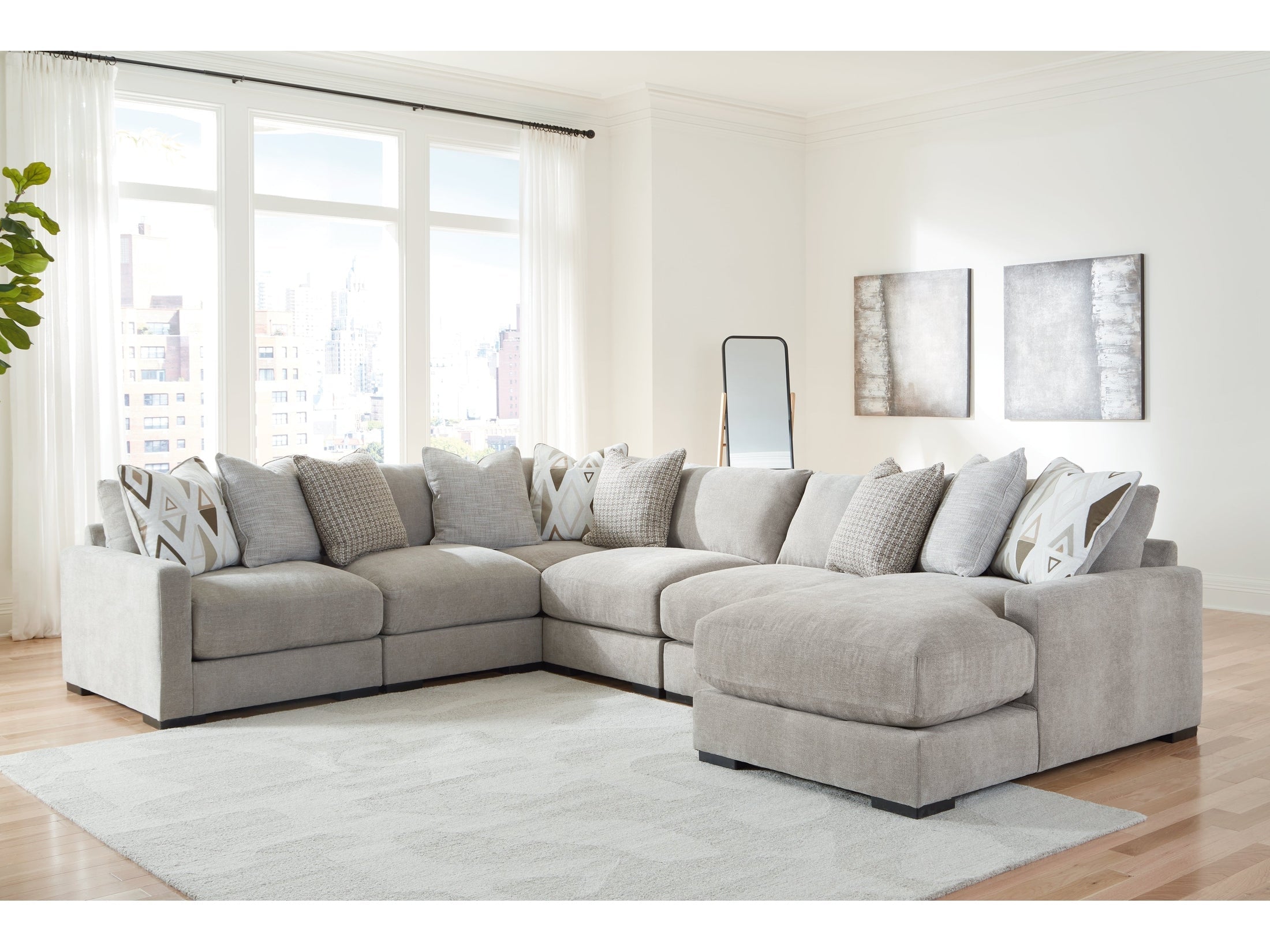 Aslan Court Pebble 6-Piece Sectional with Chaise
