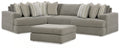 Avaliyah Ash 4-Piece Sectional and Oversized Accent Ottoman