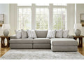 Avaliyah Ash Gray Chenille 3pc RAF Chaise Sectional