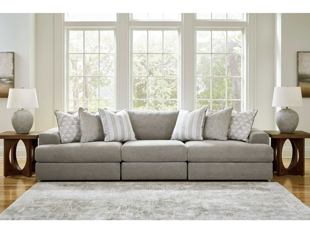 Avaliyah Ash Gray Chenille 3pc Sectional Sofa