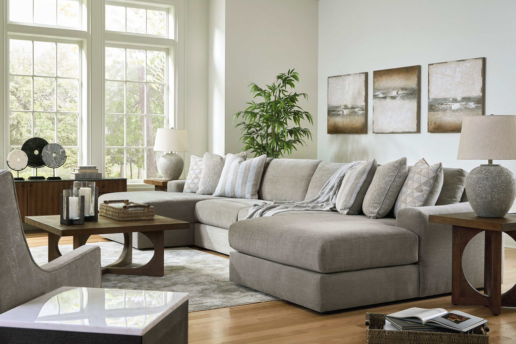 Avaliyah Ash Gray Chenille 4pc "U" Shape Double Chaise Sectional