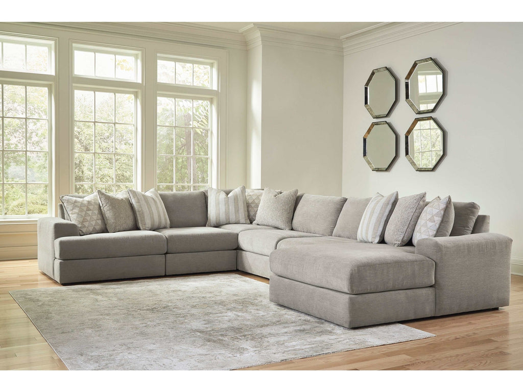 Avaliyah Ash Gray Chenille 6pc RAF Chaise Sectional