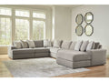 Avaliyah Ash Gray Chenille 6pc RAF Chaise Sectional