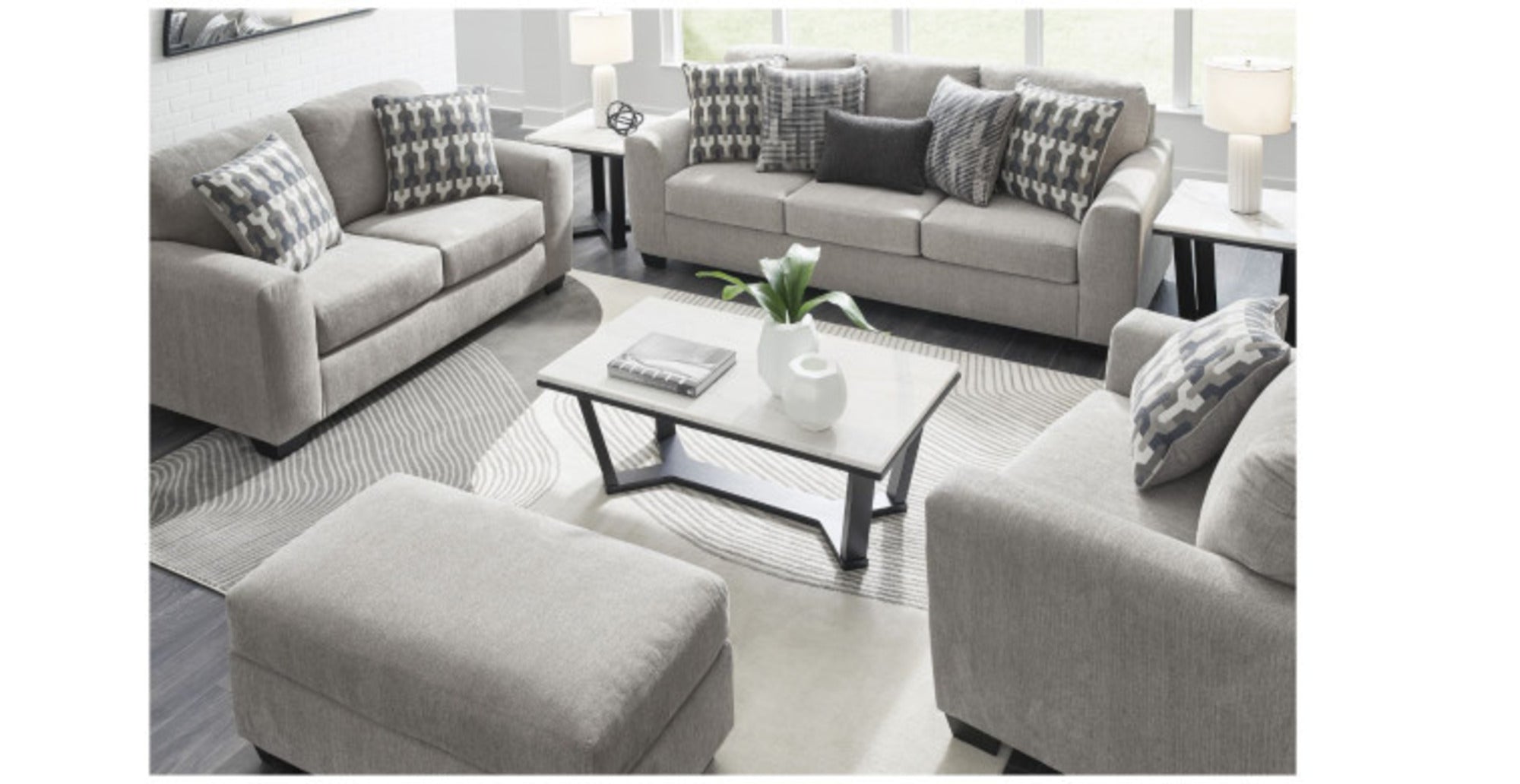 Avenal Park Flannel Sofa and 2 Loveseats