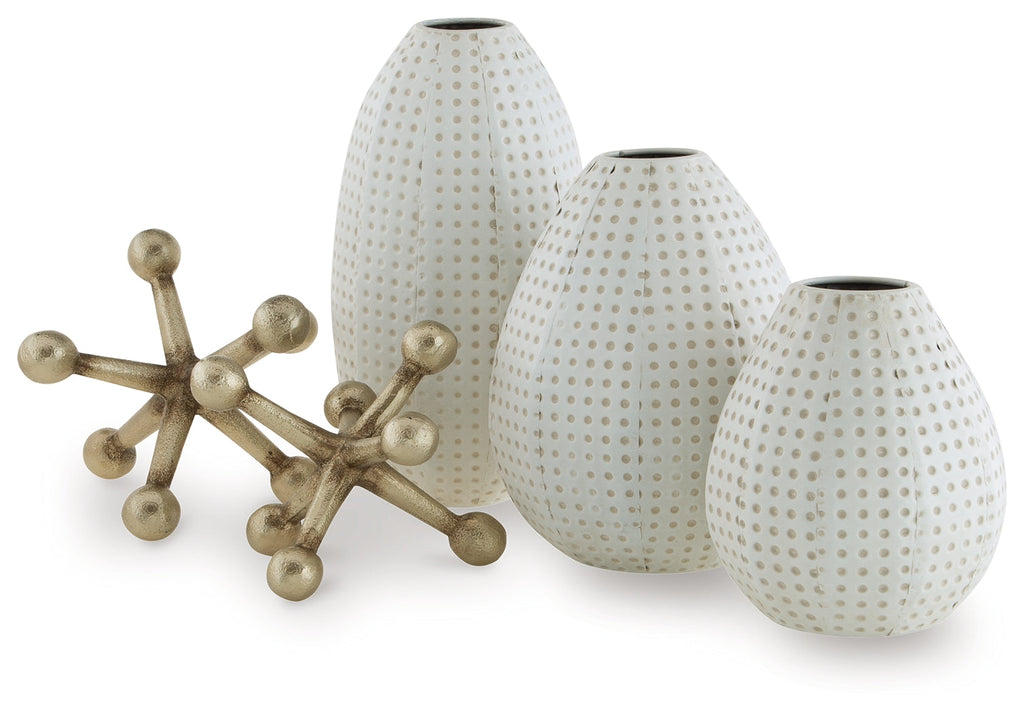 Azerton White/Gold Finish Accessory Set (Set of 5)