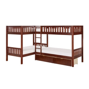Corner Bunk Bed with Storage Boxes B2013CNDC-1T*