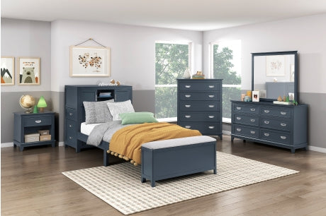 B2024BUBC Youth Sloane Collection - Twin Bookcase Platform Bed w