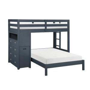 Twin/Full Loft Bunk Bed with Chest and Hidden Desk B2024BULTF-1*