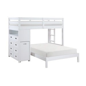 Twin/Full Loft Bunk Bed with Chest and Hidden Desk B2024WHLTF-1*
