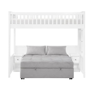 Twin Loft Bunk Bed with Night Stand and Sofa Bed B2034WHLTS-1*