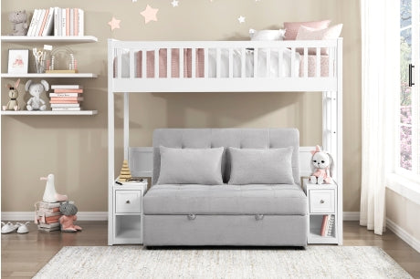 B2034WHLTS Youth Aerie Collection - Twin Loft Bunk Bed with Nigh