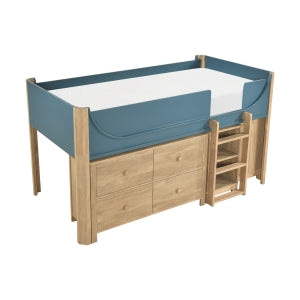 Low Loft Bed with 2-Shelf Bookcase, 4-Shelf Bookcase and Dresser B2048BULT-1*2BCDR