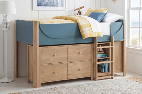 B2048BULT Youth Liam Collection - Low Loft Bed with 2-Shelf Bo