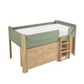 Low Loft Bed with 2-Shelf Bookcase, 4-Shelf Bookcase and Dresser B2048GNLT-1*2BCDR