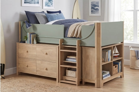 B2048GNLT Youth Liam Collection - Low Loft Bed with 2-Shelf Bo