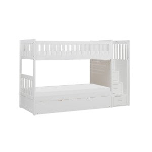 Twin/Twin Step Bunk Bed with Twin Trundle B2053SBW-1*R
