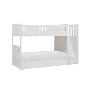 Twin/Twin Step Bunk Bed with Storage Boxes B2053SBW-1*T