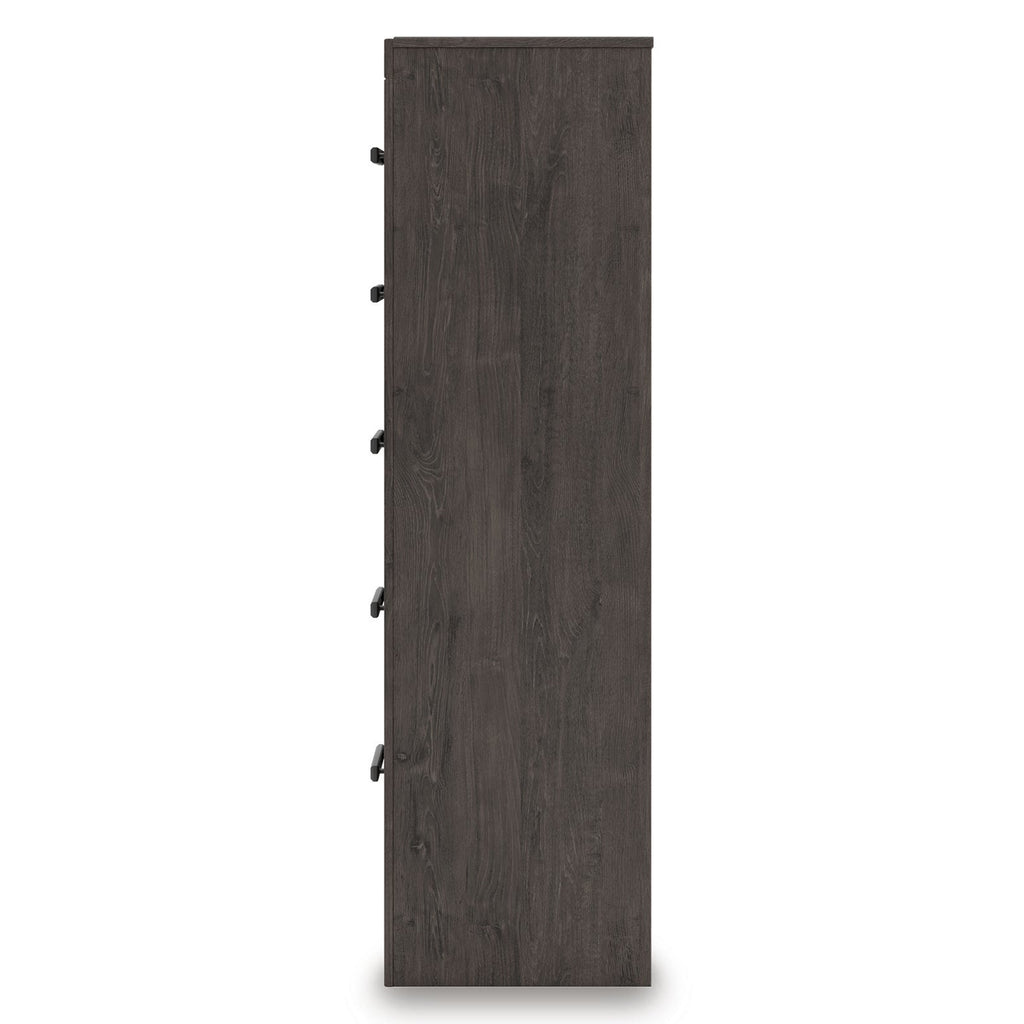Prendonea Twin Panel Bed, Dresser, Mirror, Chest and Nightstand, Charcoal
