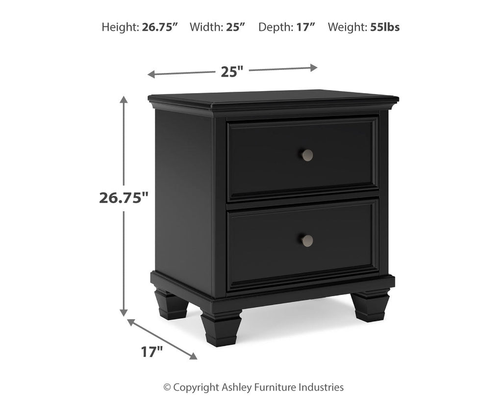Lanolee California King Panel Bed, Dresser, Chest and 2 Nightstands, Black