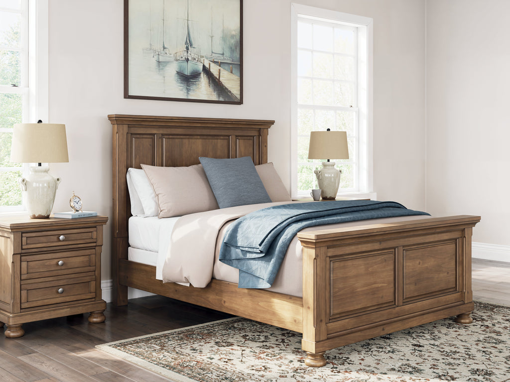 Feddinger Medium Queen Panel Bed, Dresser, Mirror, Chest and 2 Nightstands, Brown