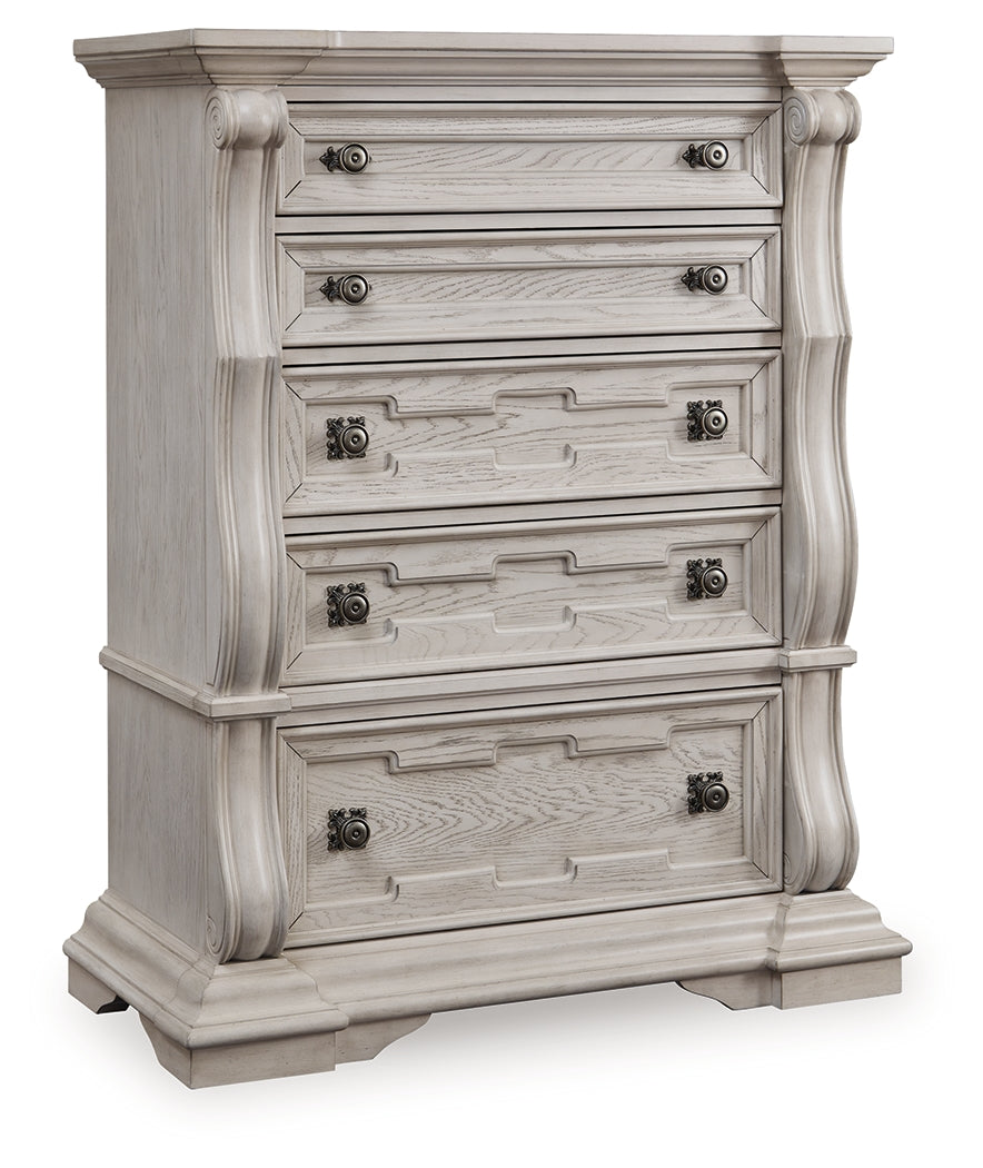 Bruchandi Antique White Five Drawer Chest
