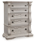 Bruchandi Antique White Five Drawer Chest