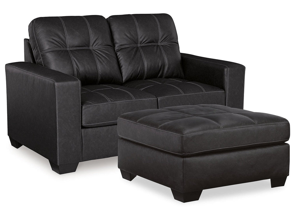 Barlin Mills Carbon Loveseat and Oversized Ottoman