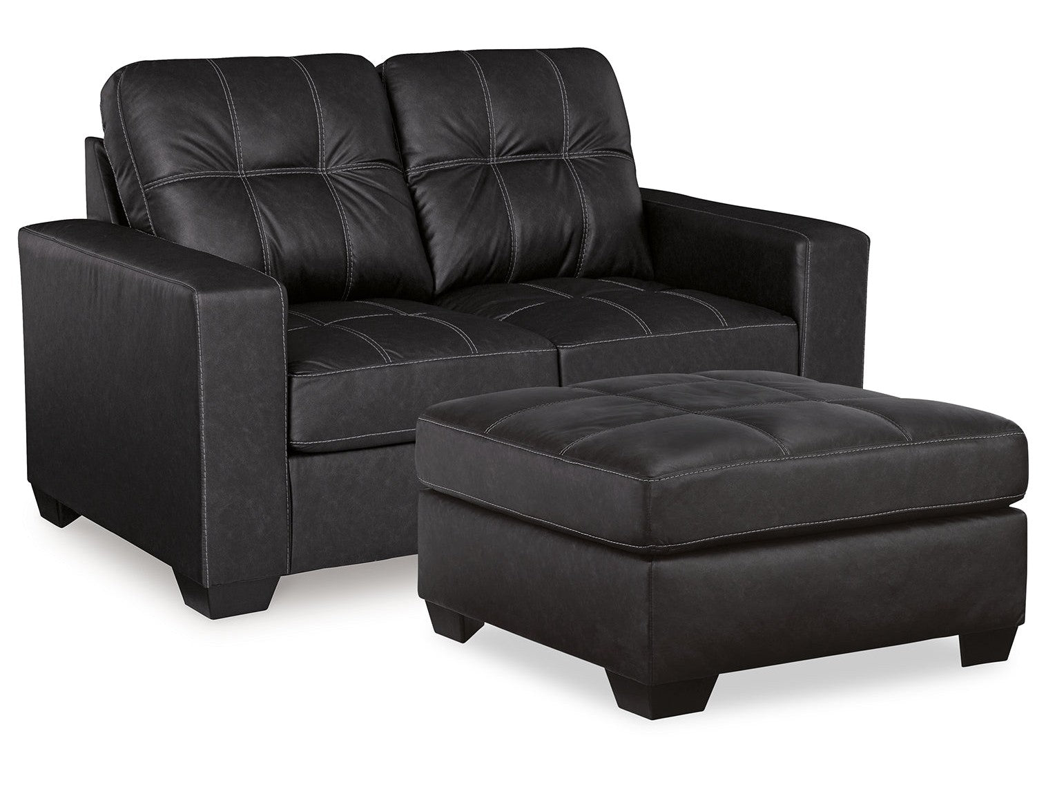 Barlin Mills Carbon Loveseat and Oversized Ottoman