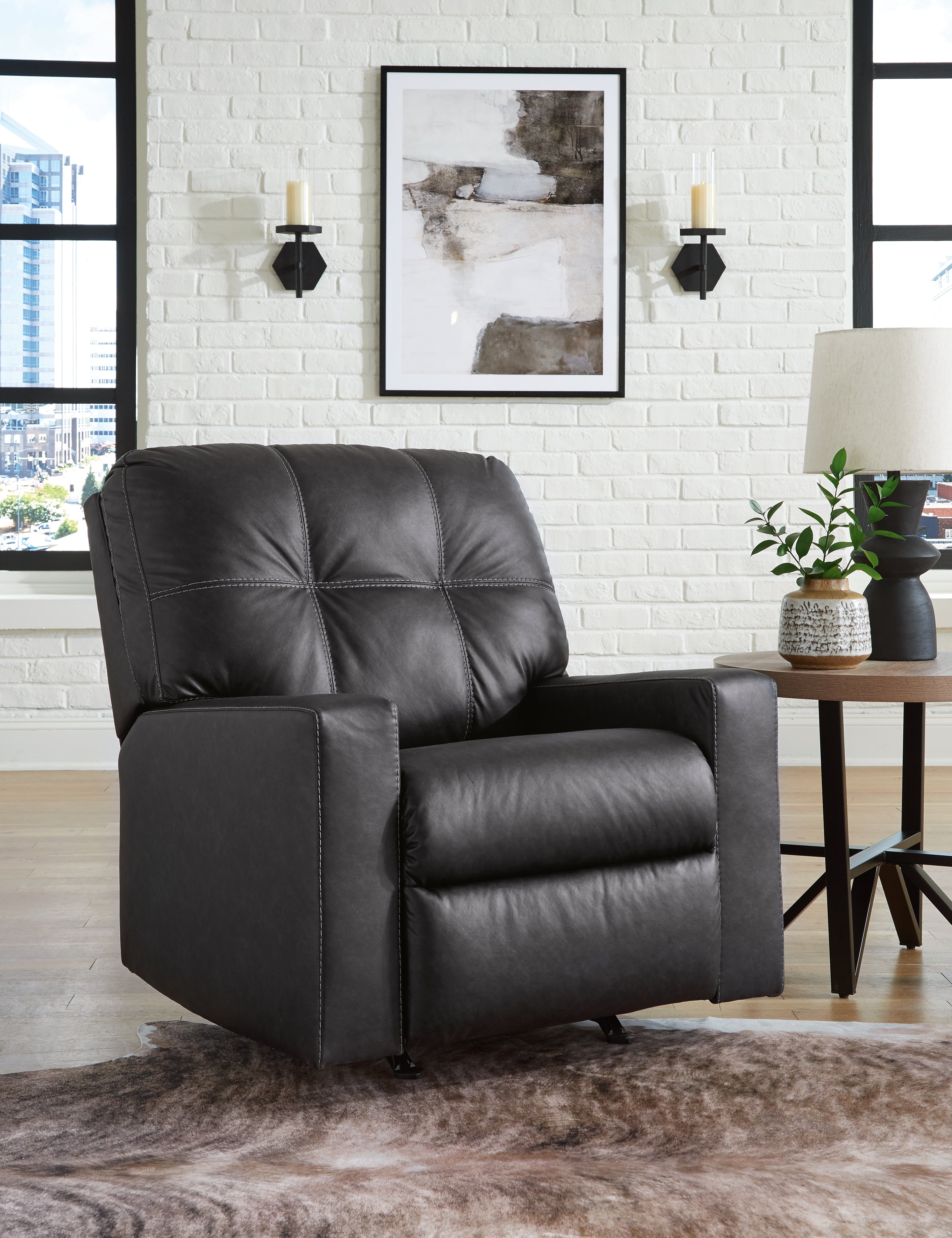Barlin Mills Carbon Recliner and Oversized Accent Ottoman
