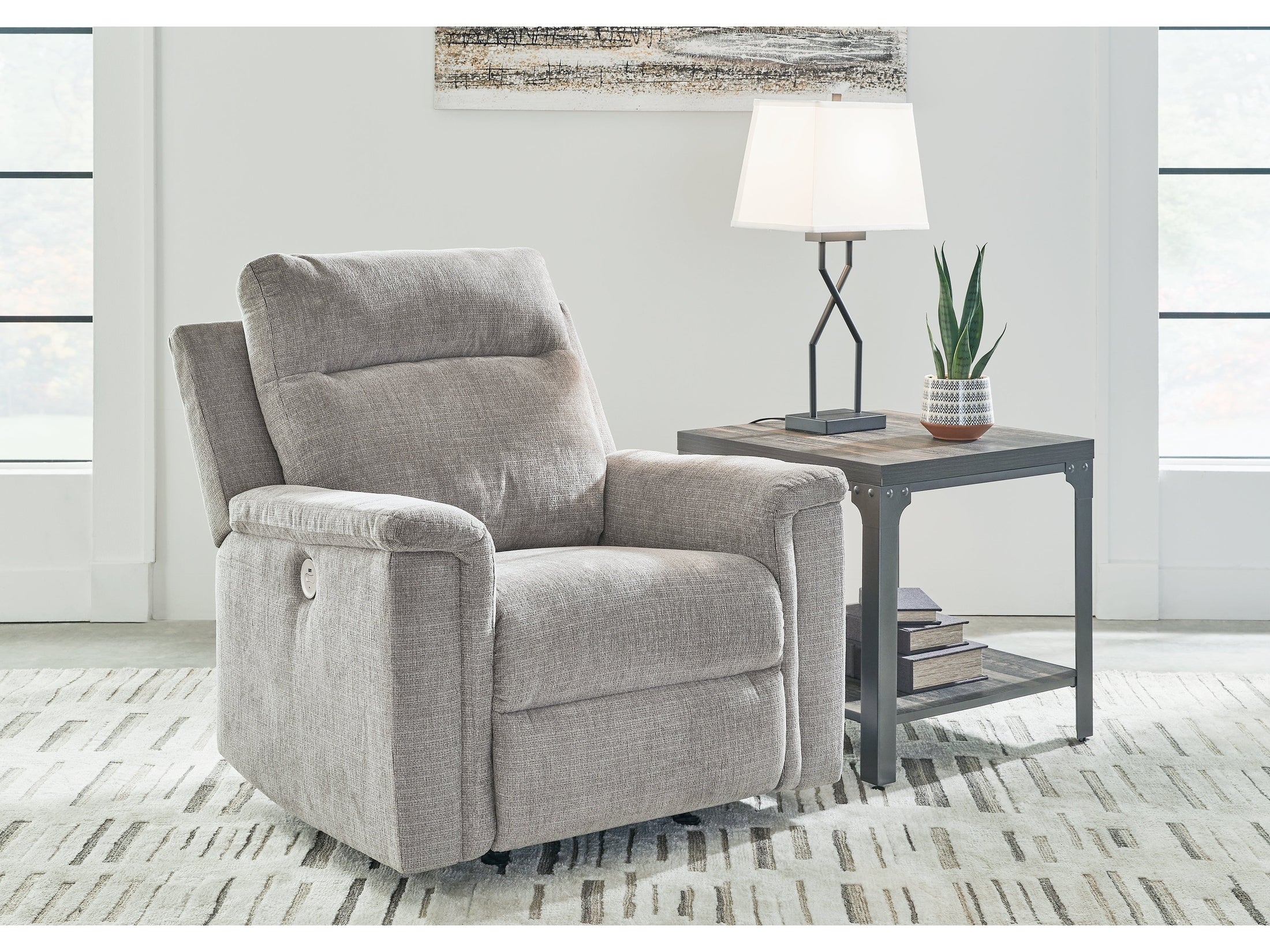Barnsana Ash Micro Chenille Power Recliner