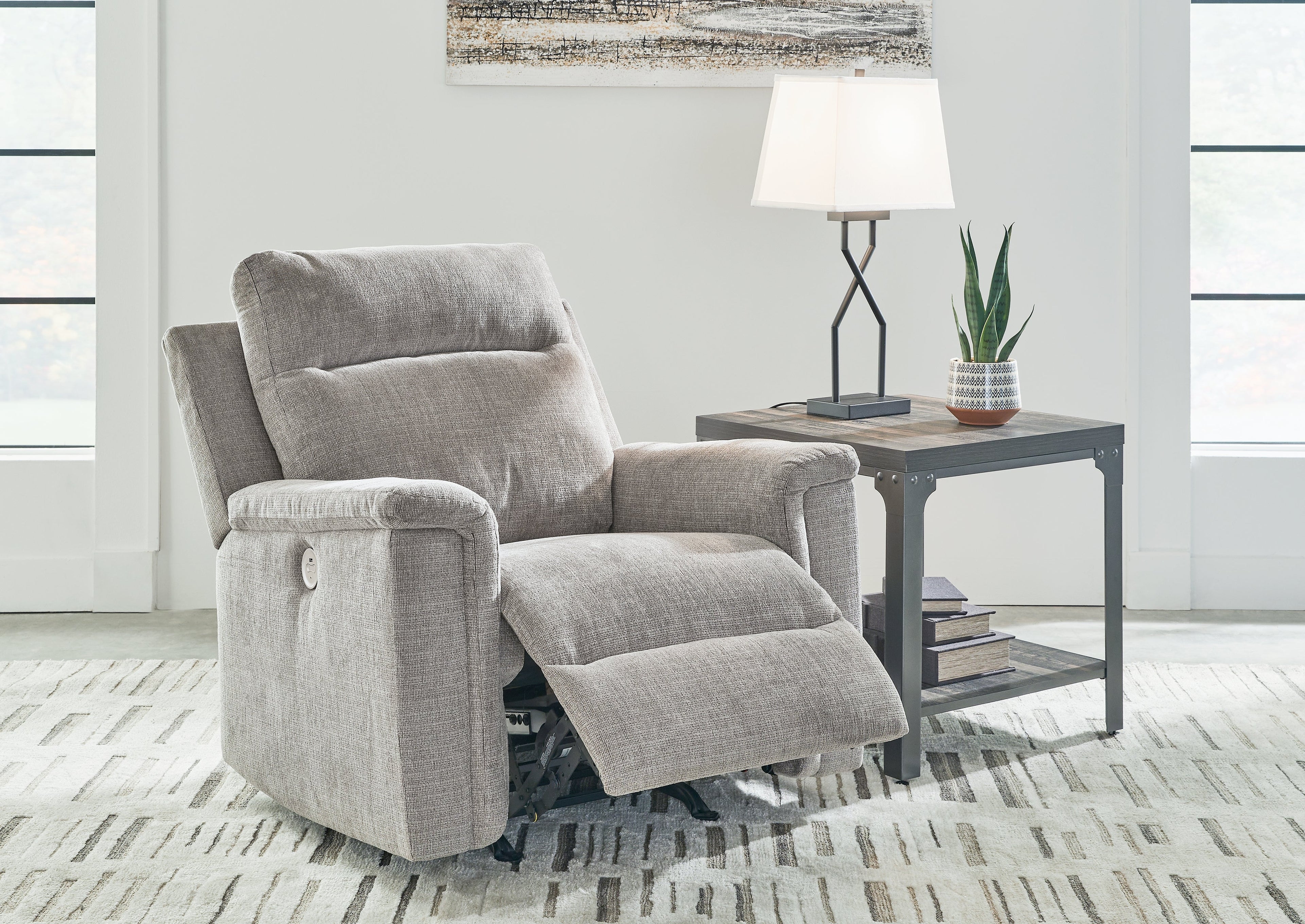 Barnsana Ash Micro Chenille Power Recliner