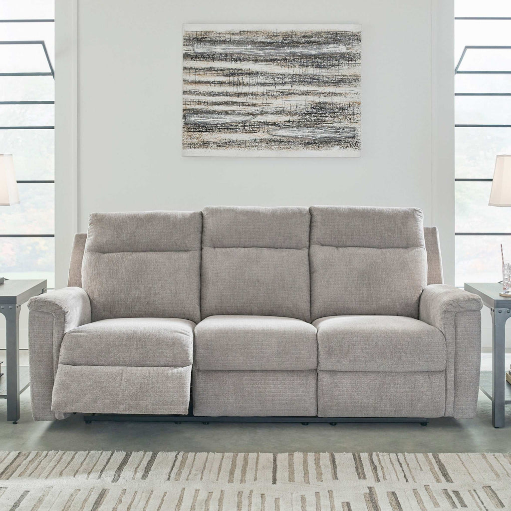 Barnsana Ash Micro Chenille Power Reclining Living Room Set / 2pc