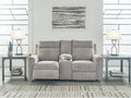 Barnsana Ash Micro Chenille Power Reclining Loveseat w/ Console