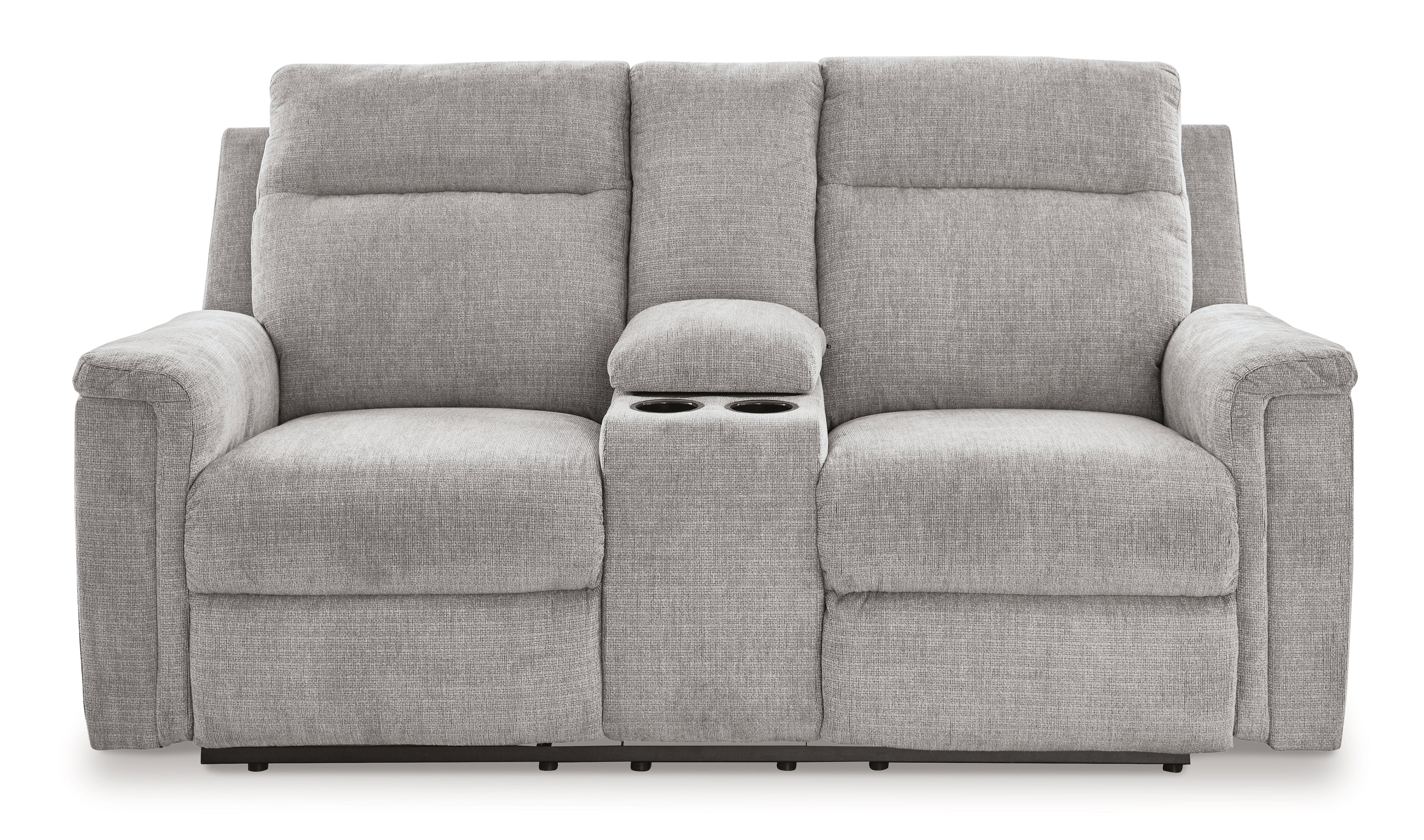 Barnsana Ash Micro Chenille Power Reclining Loveseat w/ Console