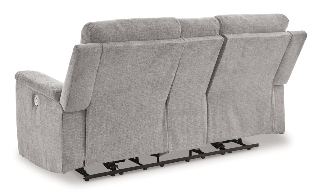 Barnsana Ash Micro Chenille Power Reclining Loveseat w/ Console