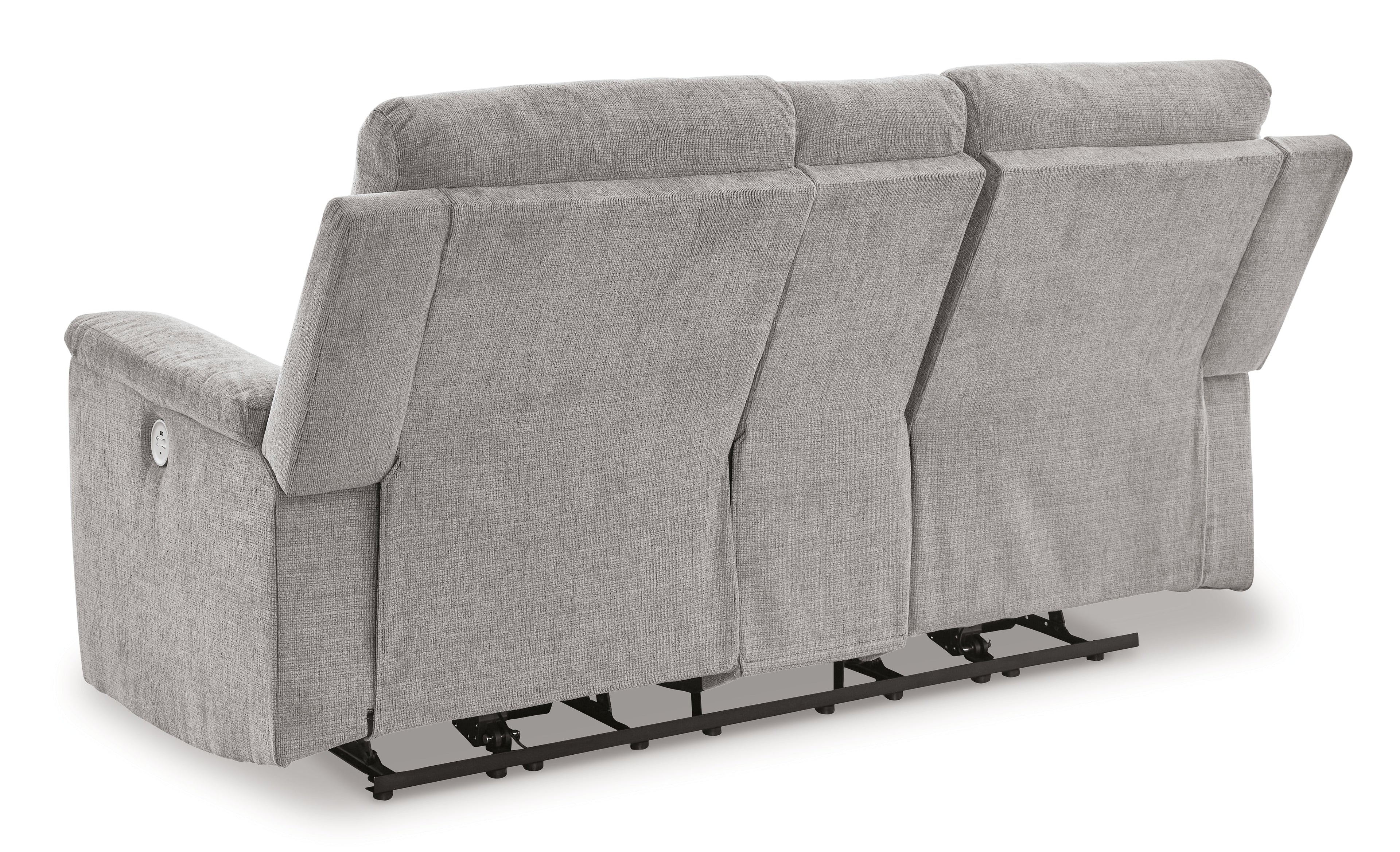 Barnsana Ash Micro Chenille Power Reclining Loveseat w/ Console